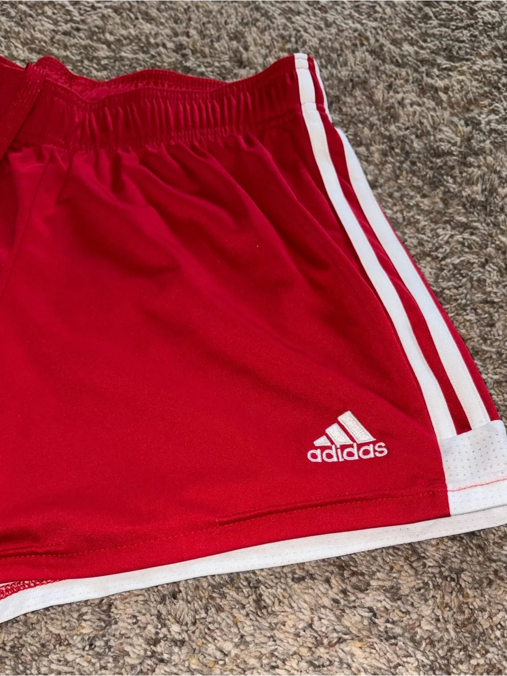 adidas Red Athletic Shorts with White Trim - Picture 2 of 6